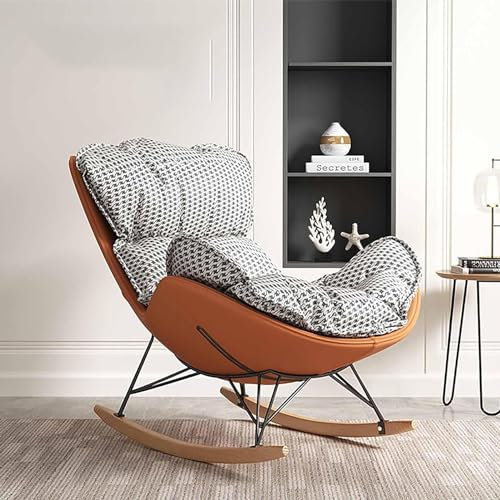 Freizeitstuhl Schaukelsessel mit Kissen, Moderner Relaxsessel mit Massivholzbeinen für Kinderzimmer, Wohnzimmer, Schlafzimmer