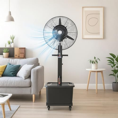 Ventilador De Pie Con Nebulizador Ventilador Humidificador Potente 3 Velocidades Pulverizador Vaporizador Para Exterior E Interior Patio Jardín(750mm/29in)