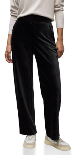 Street One 3716566 Pantalon en Velours côtelé à Jambes Droites, Noir, 40W / 30L Femmes