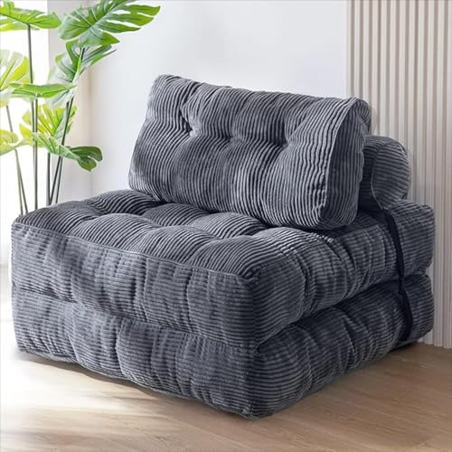 Lazy Schlafsofa, verstellbarer Umbaustuhl, getuftetes Schlafsofa, tragbares Lounge-Sofa, Schaumstoffgefüllt, ausziehbares Schlafsofa für Wohnzimmer, Schlafzimmer (grau)
