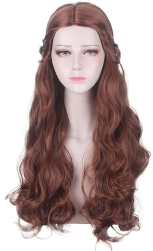 Kolegrial Belle Cosplay Peluca Mujer 80CM Largo Ondulado Rizado Peluca Fancy Dress Up La Bella y la Bestia Bella Halloween Navidad Carnaval Fiesta Cumpleaños Mascarada Princesa Disfraz Accesorios Wig
