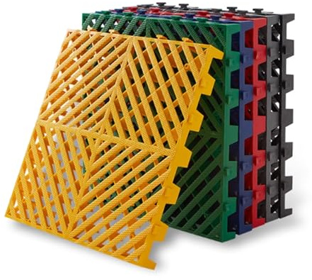 Tappetino Per Pavimento Da Garage, Piastrelle Antiscivolo Per Pavimentazione Piscina 40x40 Cm, Tappetini Modulari In PVC Morbido Con Giunture(Red,4pcs)