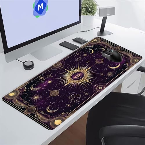 Alfombrilla de Ratón Grande 900x300x3 mm Alfombrilla Raton XXL Costuras de Los Laterales Están Bien Cosidas y Rematadas Evitando Que se Deshilache, Ideal para el Escritorio (Cielo Estrellado Púrpura)