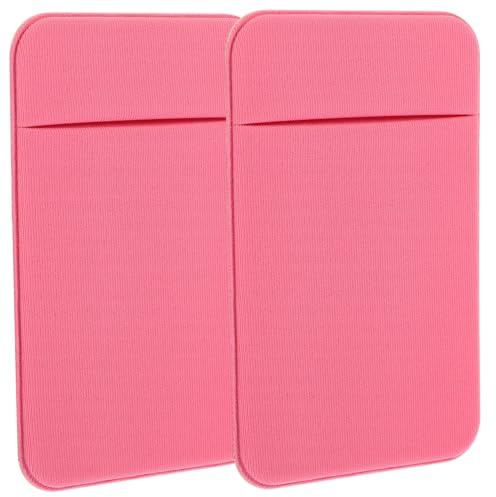 BUGUUYO 2pcs Adhesive Phone Card Holder Wallet Sleeve for Credit Insurance Bus Cards Strong Self-Adhesive Backing Elastic Convenient Storage for Mobile Phones