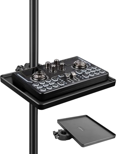 HZAOPZE 1 Stück Mikrofonständer, Notenständer, Regal, Notenständer, Mikrofonstander, Tablett, Halterung, Mikrofon, Mit verstellbarem Anti-Rutsch-Clip,Abs Stabiler Mikrofonständer Tisch