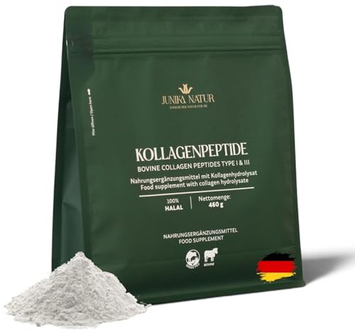 Collagen Pulver 460 g, Kollagen Hydrolysat Peptide Typ 1 & 3, Rind, halal | geschmacksneutral, 17 g Protein pro Portion, 18 Aminosäuren, ohne Zuckerzusatz, laktosefrei, glutenfrei, aus Weidehaltung
