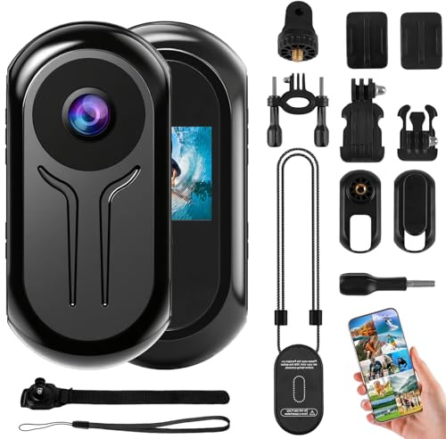 OBEST Camara Deportiva 2K con Pantalla 0,85 Visión Nocturna, Vlog Bodycam | Magnética, Gran Angular 120, WIFI, Mini Cámara POV para Pesca Nocturna Casco Moto Bici Viaje Deportes Running, Negro