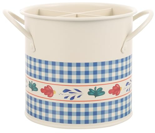 Abaodam Organizer per Utensili da Cucina Vintage, Porta Bacchette in Stile Retrò Cestino Multi-griglia Compatto, Contenitore Decorativo per Posate da Banco e Porta Cucchiaio Multifunzione