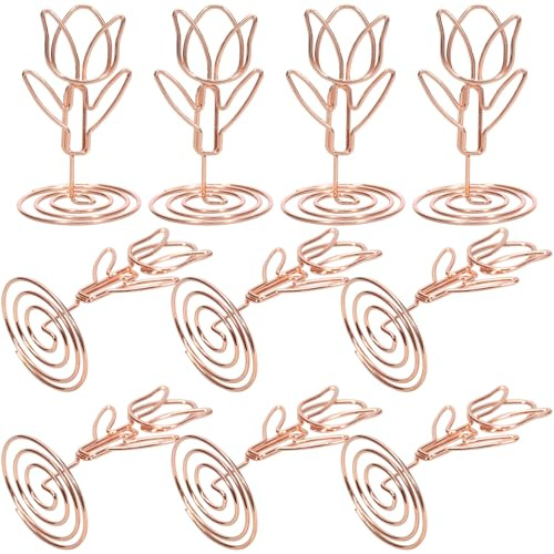 SILENRADAWN 10 Portatarjetas para Mesa de Boda Diseño de Tulipán en Hierro, Soporte Estable y Práctico para Eventos y Showers