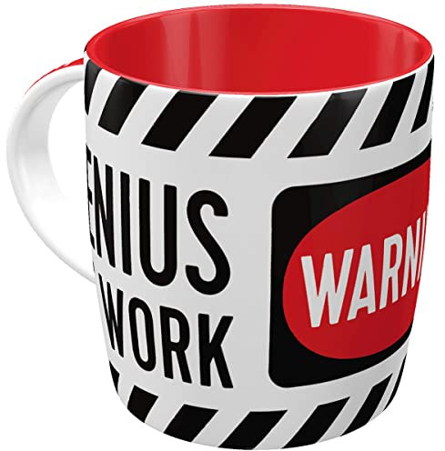Nostalgic-Art Retro Kaffeebecher, 330 ml, Genius at Work – Geschenk-Idee für Gamer, Keramik-Tasse für Kaffee, Vintage Design