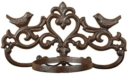Esschert Design BR28 Blumentopfhalter mit Vögeln, Gusseisen, antikbraun