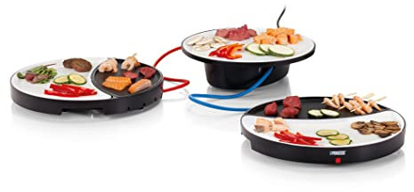 Princess Dinner4All Tischgrill für bis zu 2 Personen - abnehmbare Porzelanplatten und inklusive Holzspatel, 103082