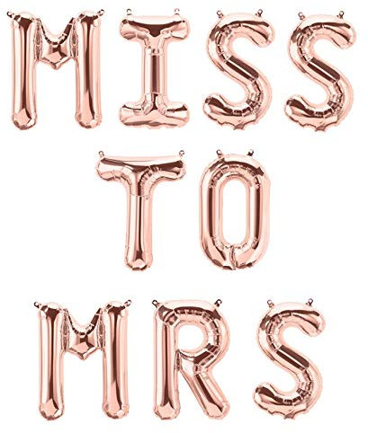 XXL Folien-Ballons MISS TO MRS / Buchstaben-Ballons JGA / Luft-Ballon Schriftzug in Rosé-Gold - Höhe 35cm - 1 Stück - Deko Junggesellinnen-Abschied / Hochzeits-Zubehör / Dekoration Luft-Ballons Party