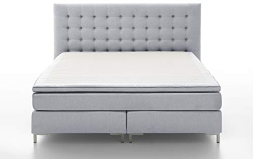 Atlantic Home Collection Boxspringbett ANNI, 180x200 cm, inklusive Topper (Härtegrad H3), hellgrau
