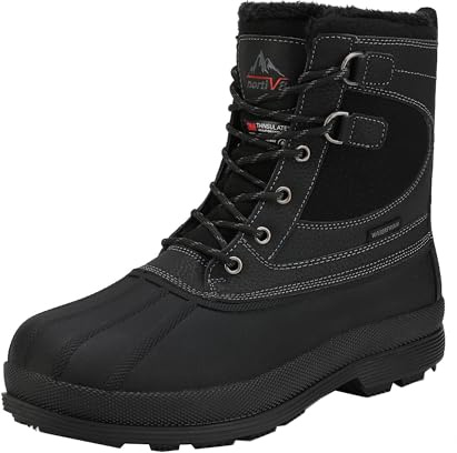 NORTIV8 Snöskor för män Vinterstövlar Varma skor,Size 42,Svart,AVENUE