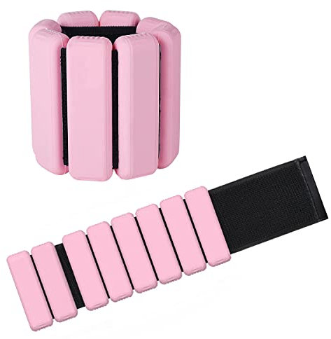2 PCS Poids de Poignet réglables Poids de Cheville pour Exercice Marche Jogging Yoga aérobic Pilates Bracelet de Poids Bracelet de Remise en Forme (rose, 1 lbs/chaque)