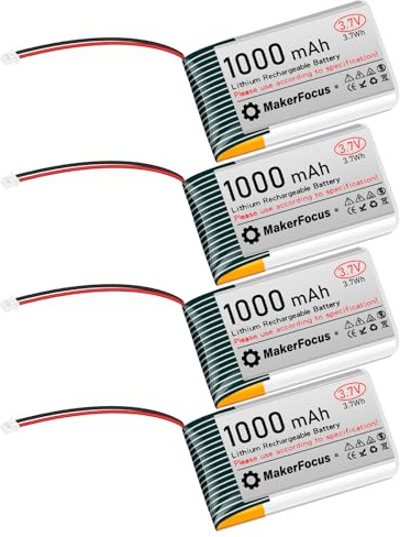 Seamuing 4 Stück 3,7V 1000mAh Lithium Batterie Lipo Akku mit Micro JST 1,25 Stecker, Schutzplatine und Isolierbeschichtung für Arduino ESP32 Entwicklungsboard