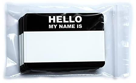 HELLO my name is... Vinyl-Stickerpack WETTERFEST/SCHWARZ! 10,5 x 7,4 cm Namensschild!