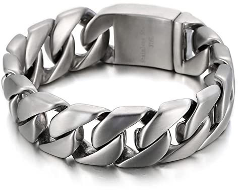 Aotiwe Festival Armband Herren, Nordisch Schmuck Herren Flache Schnalle Silber Gebürstet Edelstahl 210 X 20 mm