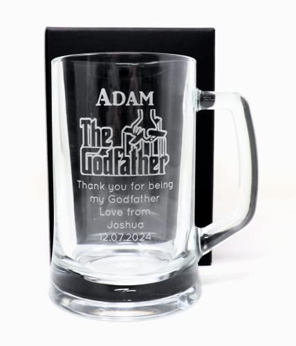 Regalo Personalised Pint Glass Tankard - The Godfather Design (Cardboard Gift Box)