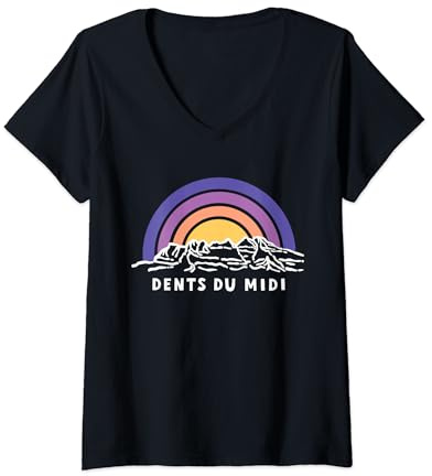 Dents du Midi Valais Valais Alpes suisses Randonnée en montagne T-Shirt avec Col en V