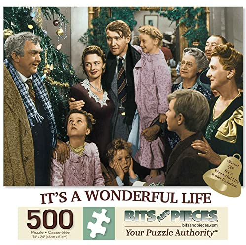 Bits and Pieces – Large 500 Piece Jigsaw Puzzle for Adults – ‘It's A Wonderful Life’ - Christmas Classic, Completed Puzzle Size: 18 x 24