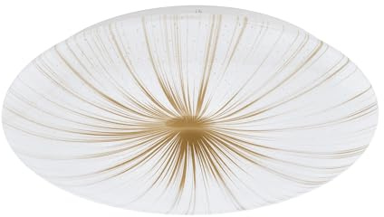 EGLO LED taklampa Nieves 1, Ø 41 cm, takbelysning med stjärnhimmel och kristalleffekt, halllampa av metall och plast i vitt och guld, belysning för sovrum och hall, varm vit