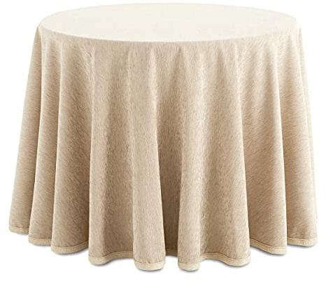 Lanovenanube Falda Camilla Chenilla Redonda 120 cm diámetro Marfil | Tejido chenilla aterciopelado y tacto suave. Composición 50% PES, 20% algodón y 30% PAC. Acabado con ribete.