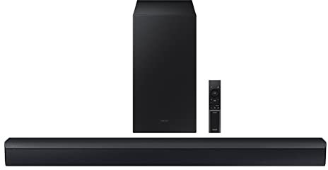 Samsung HW-C450 2.1ch Soundbar w/DTS Virtual X, Subwoofer Included, Bass Boost, Adaptive Sound Lite, Game Mode, Bluetooth, Wireless Surround Sound Compatible (Newest Model),Black