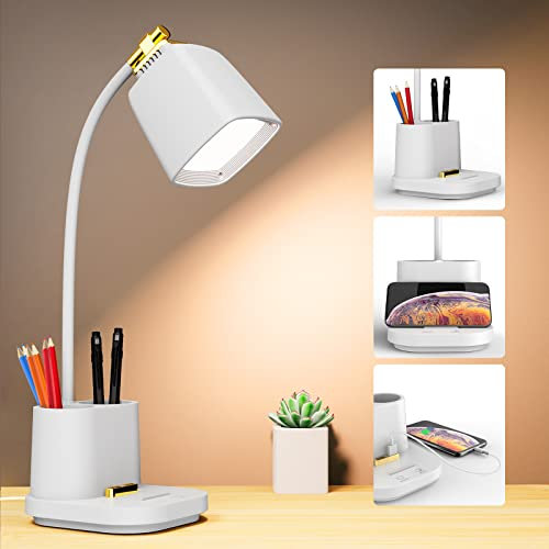 GONDSILY LED Desk Lamp with USB Charging Port Touch Control 3 Color Modes, Stepless Dimming,Eye-Caring LED Table Lamp for Home,Office,Bedroom,Reading,Work,Study, 5V, 2.4A