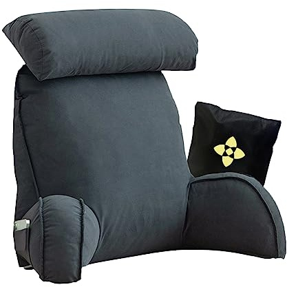 CCTSA Ergonomisches Bett Kissen Rückenkissen,Extragroßes Lesekissen mit Armlehnen und Abnehmbarem Nacken,Lesekissen für Bett und Sofa,Bettruhekissen zum Spielen,Lesen,Fernsehen,75cm x 40cm x 50cm
