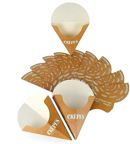 DUE ESSE S.N.C. DI SABATINI ALDO Lot de 100 conteneurs porte-crêpes pliables en papier alimentaire trousse pour crêpes take AWAY