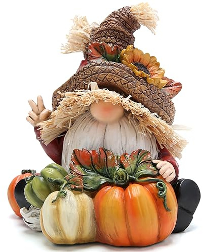 Hodao Fall Thanksgiving Pumpkin Gnomes Decorations Handmade Swedish Tomte Elf for Fall Decor Gift - Thanksgiving Party Home Gnomes Decor - Autumn Gifts