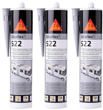 Sikaflex 522 Caravan stahlgrau 300ml STP universeller Klebstoff, Dichtstoff, UV (Packung mit 3)