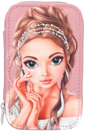 Depesche 12526 TOPModel Glitter Queen - Schmuckkästchen in Rosa mit Glitzersteinchen, Schmuckschatulle mit Reißverschluss