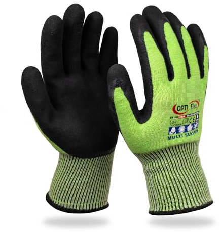PRIMO24 Gants de montage Multi Season Gants de sécurité avec revêtement en latex, isolation, hydrofuges, élastiques, adhérents et antidérapants (10)