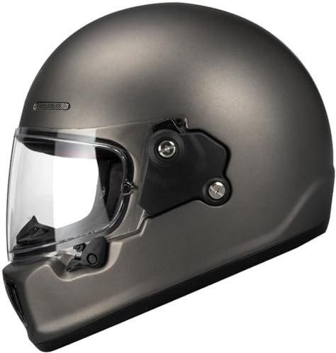 Full Face Integral Motorradhelm Retro Roller Helm mit Clear Visor DOT/ECE-Zulassung Vintage Style Crash Helm Erwachsene Mode Motorradkreuzer Helm Straße Fahrrad Helm Motocross Helm