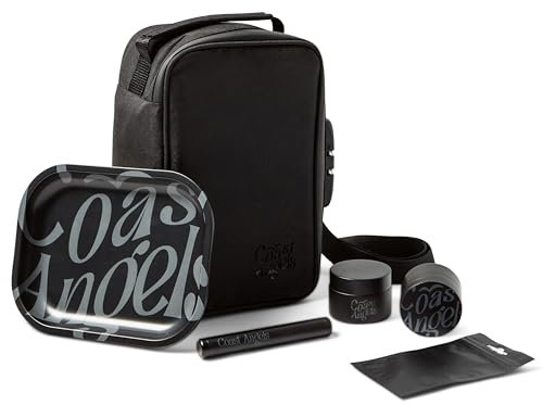 COAST ANGELS Sac Anti Odeur avec Cadenas à Combinaison – Coffret Complet avec Sac Anti Odeur, Grinder, Plateau de Roulage et Tube – Boîte de Rangement Portable pour Festival, Soirée, Voyage