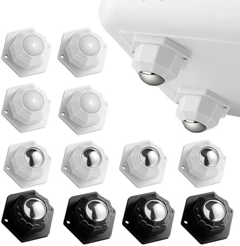 SVOCK 12pcs Kleine Rollen, Rollen für Möbel Klein, Selbstklebendes Rollenrad, Möbelrollen Weiß und Schwarz, Kugelrollen Mini Für Kleine Möbel und Aufbewahrungsboxen und Diy