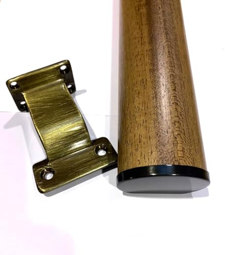 Kit corrimano art.91B Ayous tinta noce n° 1 da cm. 300 completo di 3 supporti e 2 finali ottone brunito. Made in Italy.