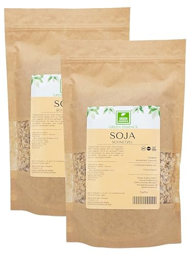 Soja Schnetzel 1kg Hackfleisch Granulat Hack Sojagranulat von Green Essence | Alternative zu Fleisch, Vielseitiger Soja Hack Soya Fleischersatz, Sojagranulat, Sojahackfleisch für Vegan Bolognese, 2x 500g