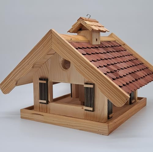 Vogelhaus Almhütte Vogelhaus Futtersilo Futterhaus Vogelfutter Vogelvilla Vogel in braun AB-1
