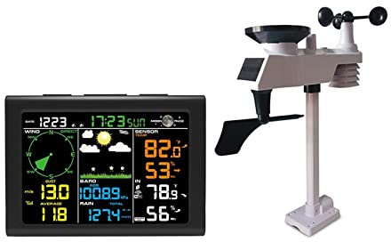 Station météo, Station météo sans fil Internet sans fil avec capteur extérieur pluviomètre prévisions météorologiques jauge de vent FT0835 avec la vitesse du vent, la température et l'humid