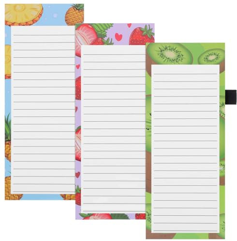 Thboxes 3 Pack Magnetic Shopping List Pad for Fridge, To Do List Pad 180 Sheets Tear off Magnetic Notepad for Fridge with Pen Loop for Shopping, Locker, Filing Cabinet, 21 X 9 cm