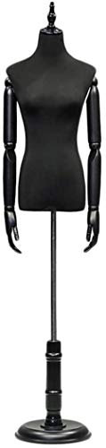 VNNHGB Schneiderpuppen, weiblicher Schaufensterpuppenkörper, Torso, Schneiderpuppe, Schwarze weibliche Baumwolle, höhenverstellbar, Abnehmbarer runder Sockel für Schaufensterpuppen zur Pr