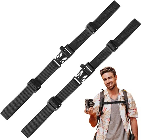 JIEYAO Verstellbarer Brustgurt Rucksack, 2 Stück Brustgurt für Schulranzen rutschfest Nylon Brustgurt Mit Schnalle Rucksackgurt Gurtband Mit Schnellverschluss für Schulrucksack Wandern Jogging Reise