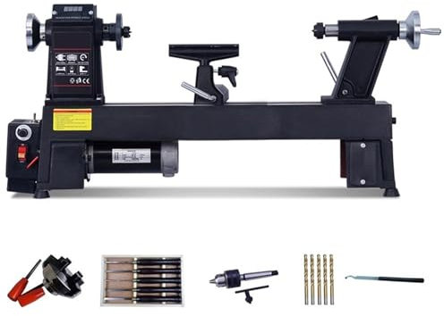 Mini Tour À Bois 900 W, Vitesse Infinie De 300 À 3 800 Tr/min, For Les Débutants En Menuiserie For Faire Tourner Divers Petits Objets En Bois