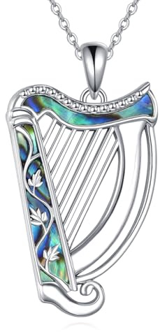 ONEFINITY Harpe/Guitare/Saxophone/Violon Collier Argent 925 Pendentif Instrument Musique Collier Musique Bijoux pour Femme, Argent, Imitation ormeau