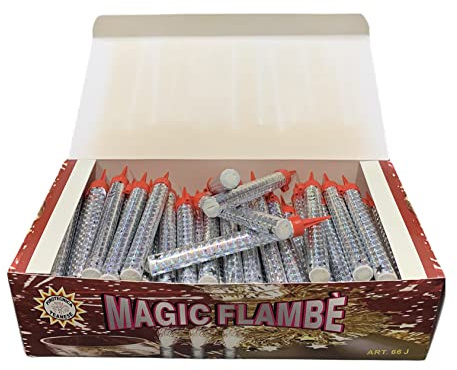 Generico MAGIC FLAMBE 100 pz da 12cm durata 60sec da INTERNO ED ESTERNO cat F1, flambe per torte, bottiglie, eventi, feste, serate dalla Pirotecnica Platinum