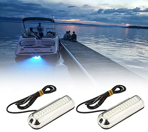 Marine-LED-Leuchten, 42 LEDs, wasserdichtes Unterwasser-LED-Bootslicht, 10–30 V DC, Ablassstopfen-Licht für Yacht, Boot, blaues Licht, Segelboot, Kajak, Skiff, Bassboot, Angeln (Weißes Licht)